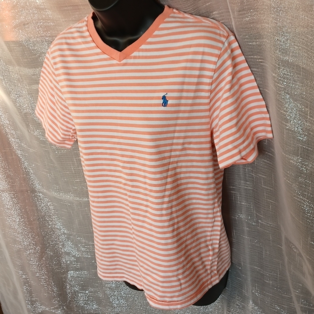Ralph Lauren Striped Polo tee shirt, soft orange